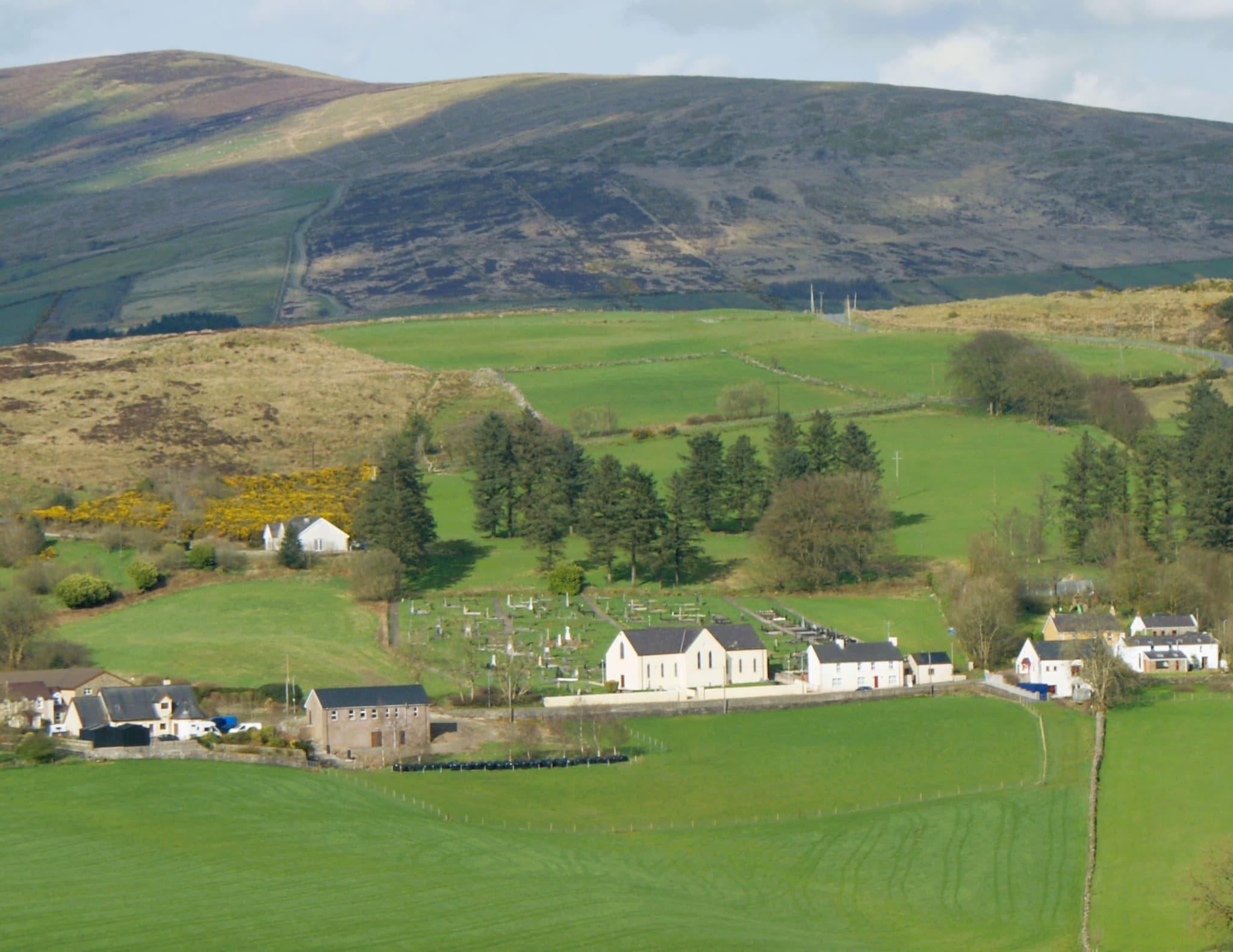 St Mary's Church, Rouskey, nestled in the foothills of the Sperrin mountains.